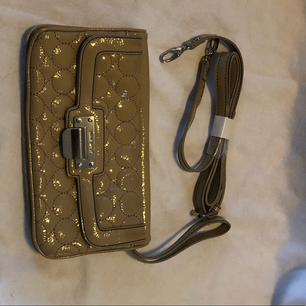 Nine West Patent Leather Tan Clutch